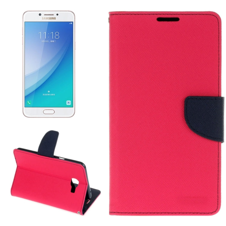 For Galaxy C7 Pro Cross Texture Leather Case with Card Slots & Holder & Wallet