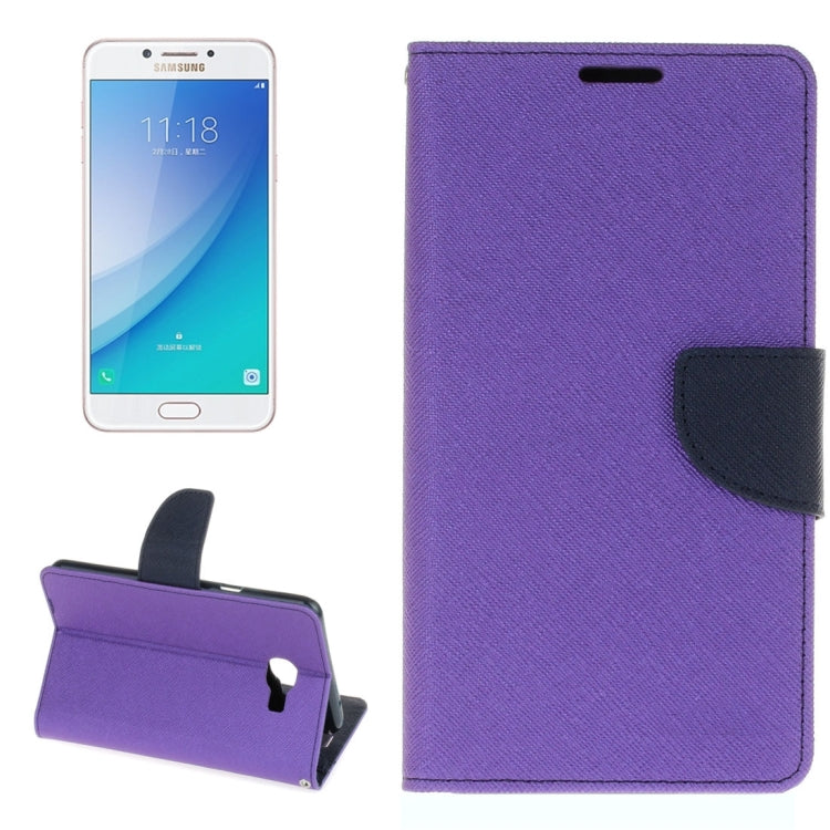 For Galaxy C7 Pro Cross Texture Leather Case with Card Slots & Holder & Wallet