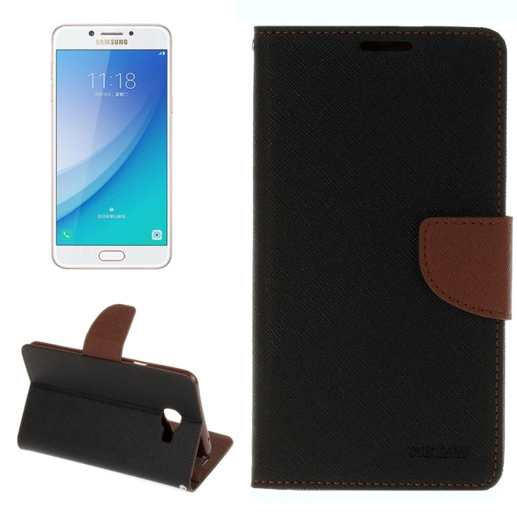 For Galaxy C7 Pro Cross Texture Leather Case with Card Slots & Holder & Wallet