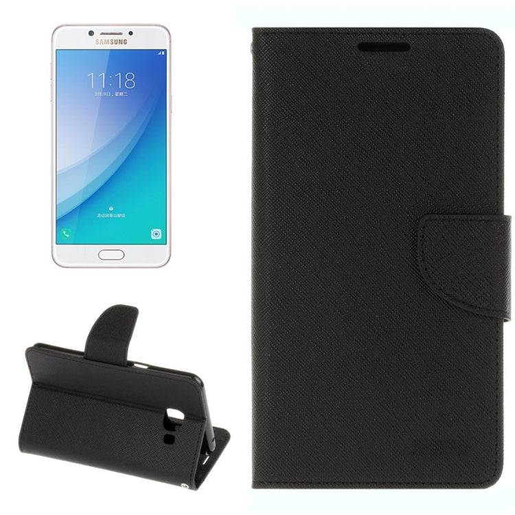 For Galaxy C5 Pro Cross Texture Leather Case with Card Slots & Holder & Wallet