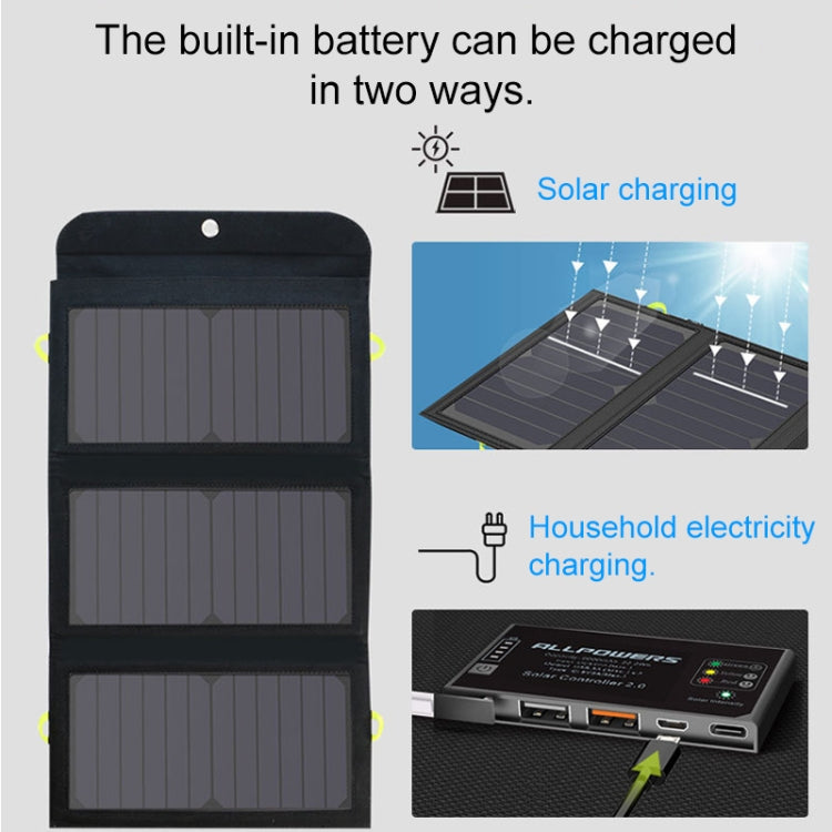 ALLPOWERS Solar Charger 5V 21W Built-in 6000mAh Battery Portable Solar Cells