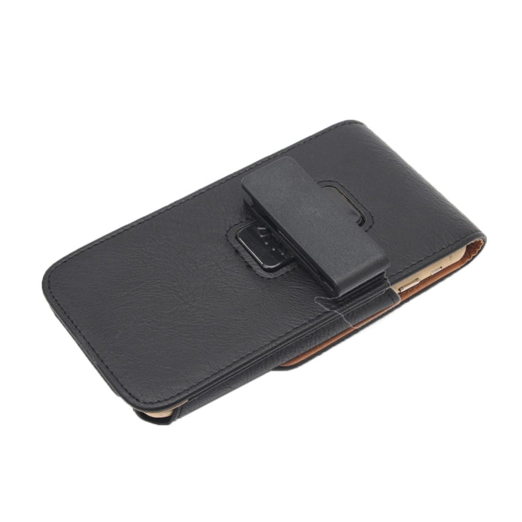 For Galaxy Mega 6.3 / I920 & S7 Edge / G935 & S7 / G930 & S6 Edge+ / G928 & Note 5 & Note 5 Edge Classical Style Elephant Texture Vertical Flip Leather Case Waist Bag with Card Solts & Rrotatable Back Splint  Size: 17.5 x 9.5 cm(Black)