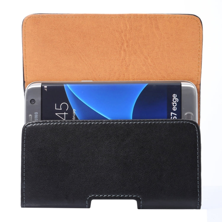 For Galaxy S7 Edge / G935 & S6 / Edge G925 Polished Surface Texture Vertical Flip Leather Case of Waist Bag with Square Head Back Splint (Black)
