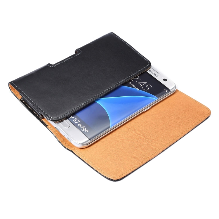 For Galaxy S7 Edge / G935 & S6 / Edge G925 Polished Surface Texture Vertical Flip Leather Case of Waist Bag with Square Head Back Splint (Black)
