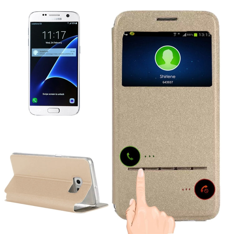 For Galaxy S7 / G930 Horizontal Flip Leather Case with Holder & Call Display ID