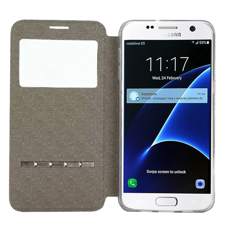 For Galaxy S7 / G930 Horizontal Flip Leather Case with Holder & Call Display ID