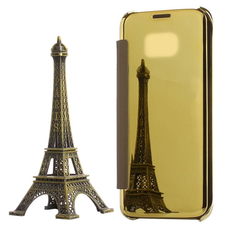 For Galaxy S7 Edge / G935 Electroplating Mirror Horizontal Flip PC + PU Leather Case