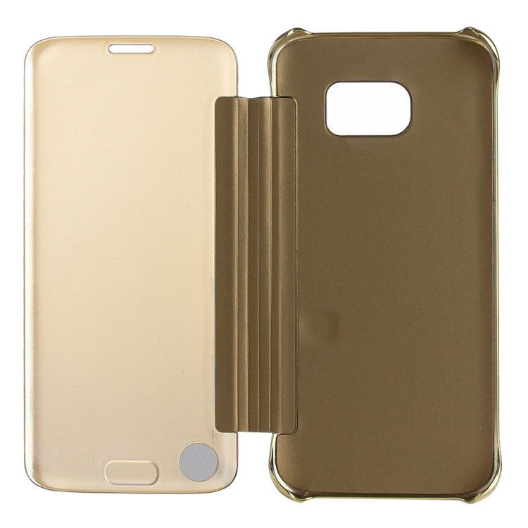For Galaxy S7 Edge / G935 Electroplating Mirror Horizontal Flip PC + PU Leather Case
