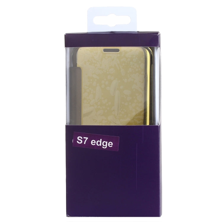 For Galaxy S7 Edge / G935 Electroplating Mirror Horizontal Flip PC + PU Leather Case