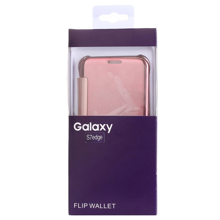 For Galaxy S7 Edge / G935 Electroplating Mirror Horizontal Flip PC + PU Leather Case
