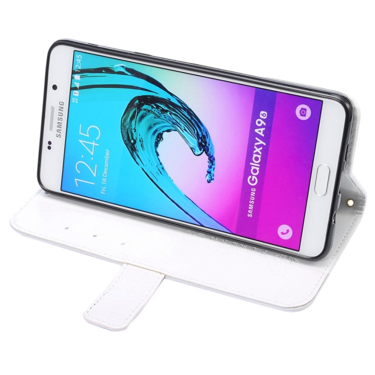 For Galaxy A9(2016) / A900 Lambskin Texture Printing Horizontal Flip Leather Case with Holder & Card Slots & Lanyard