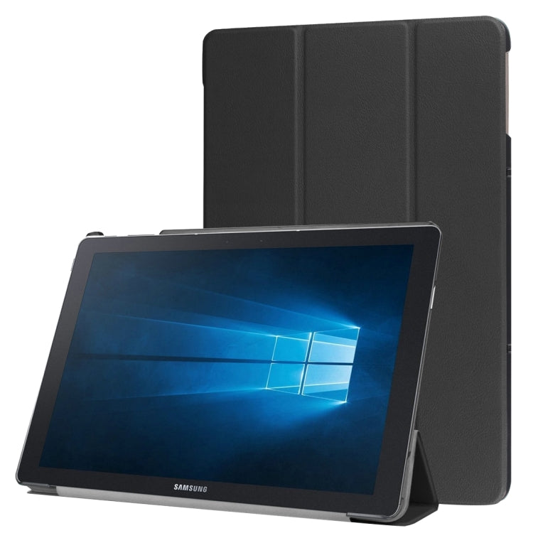 3-folding Custer Texture Horizontal Flip Leather Case with Holder for Galaxy TabPro S
