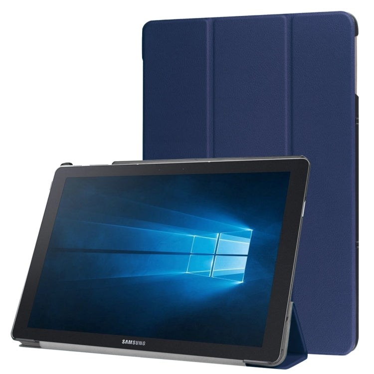 3-folding Custer Texture Horizontal Flip Leather Case with Holder for Galaxy TabPro S