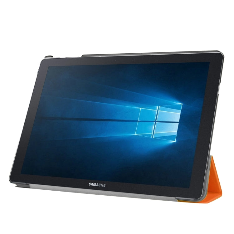 3-folding Custer Texture Horizontal Flip Leather Case with Holder for Galaxy TabPro S