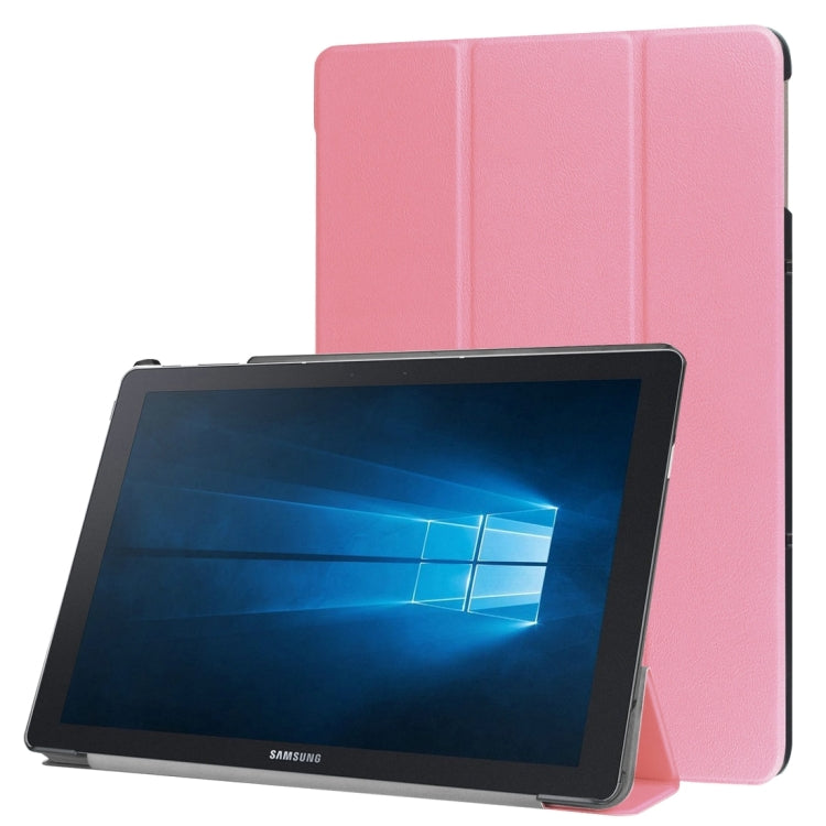 3-folding Custer Texture Horizontal Flip Leather Case with Holder for Galaxy TabPro S