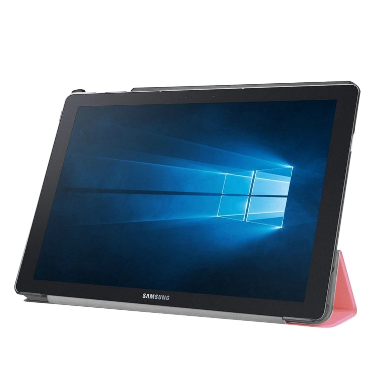 3-folding Custer Texture Horizontal Flip Leather Case with Holder for Galaxy TabPro S