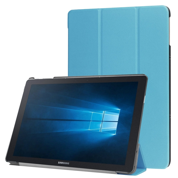3-folding Custer Texture Horizontal Flip Leather Case with Holder for Galaxy TabPro S