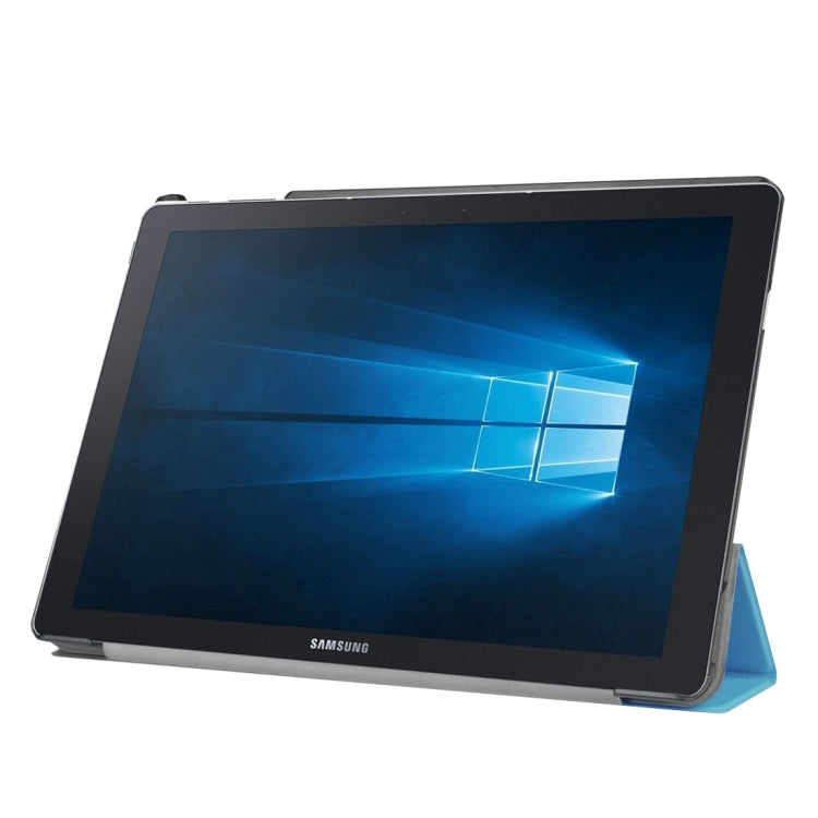 3-folding Custer Texture Horizontal Flip Leather Case with Holder for Galaxy TabPro S
