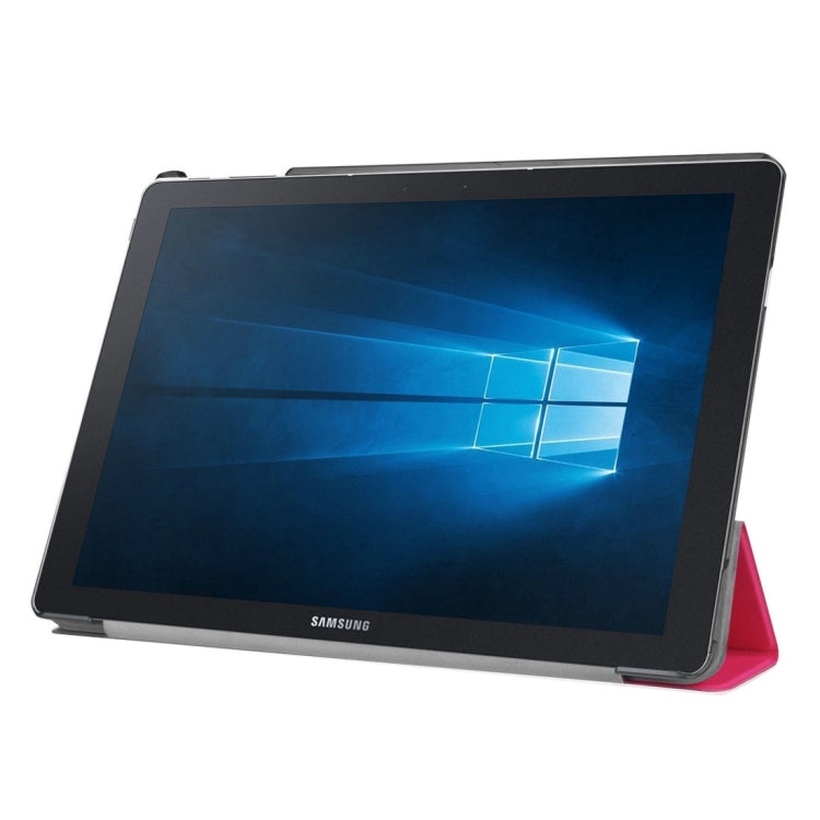 3-folding Custer Texture Horizontal Flip Leather Case with Holder for Galaxy TabPro S