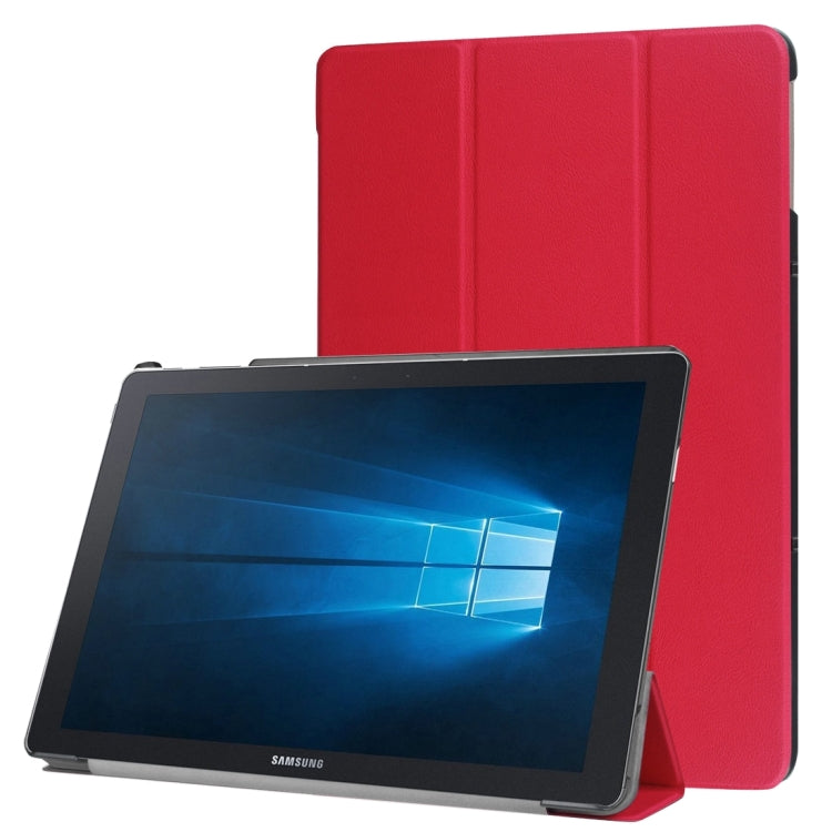 3-folding Custer Texture Horizontal Flip Leather Case with Holder for Galaxy TabPro S
