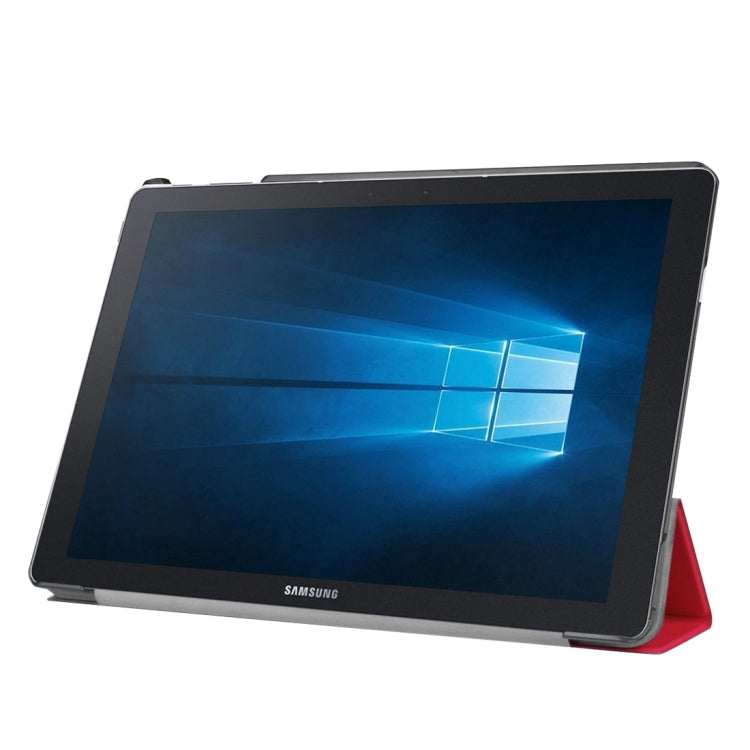 3-folding Custer Texture Horizontal Flip Leather Case with Holder for Galaxy TabPro S