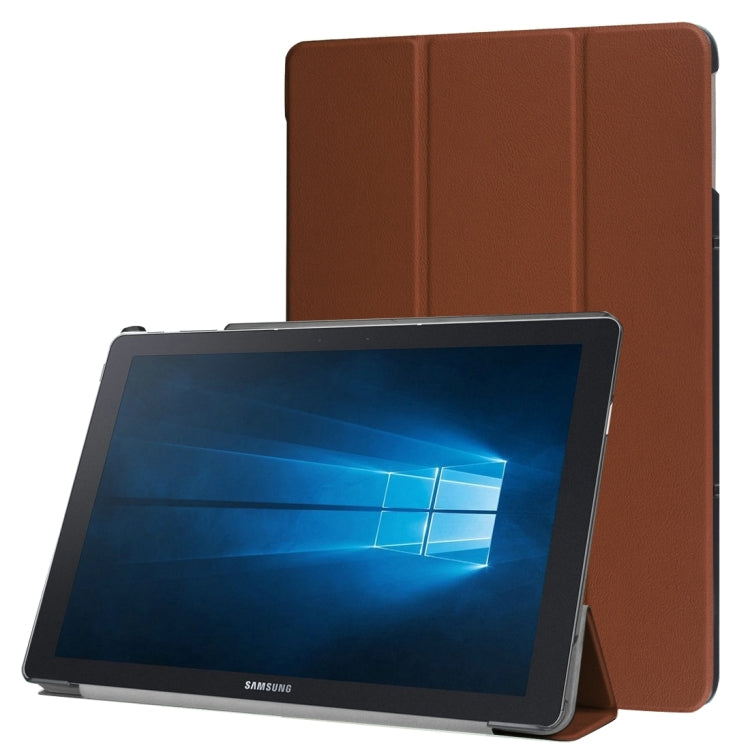3-folding Custer Texture Horizontal Flip Leather Case with Holder for Galaxy TabPro S