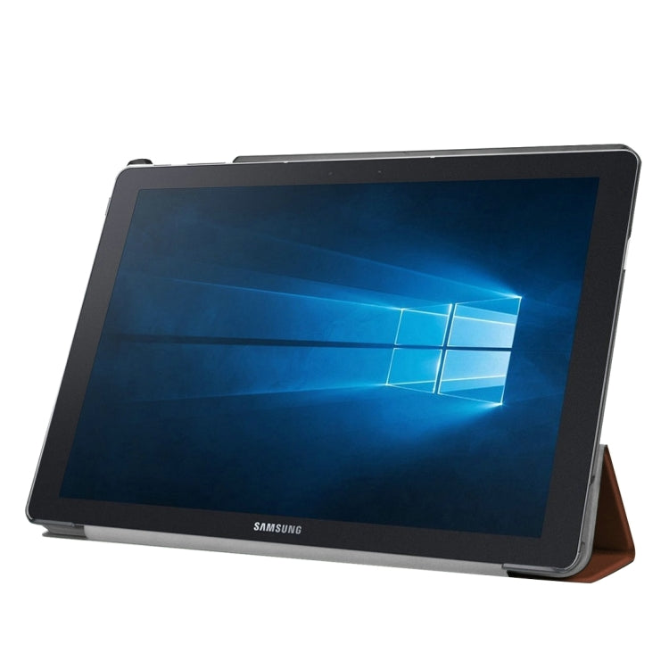 3-folding Custer Texture Horizontal Flip Leather Case with Holder for Galaxy TabPro S