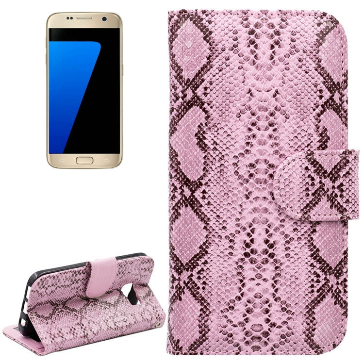 For Galaxy S7 / G930 Snakeskin Texture Horizontal Flip Leather Case with Wallet & Holder & Card Slots