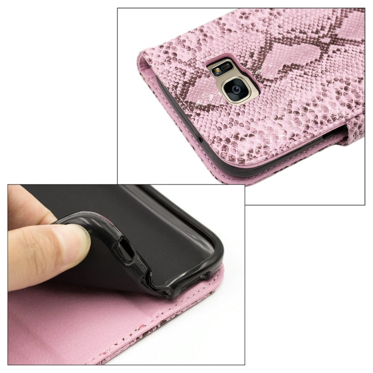 For Galaxy S7 / G930 Snakeskin Texture Horizontal Flip Leather Case with Wallet & Holder & Card Slots