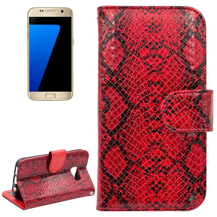 For Galaxy S7 / G930 Snakeskin Texture Horizontal Flip Leather Case with Wallet & Holder & Card Slots