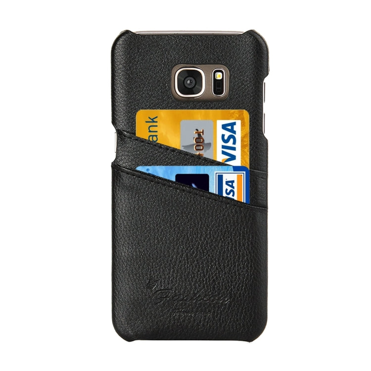 For Galaxy S7 Edge / G935 Litchi Texture Fashion Genuine Leather Back Cover Case with Card Slots