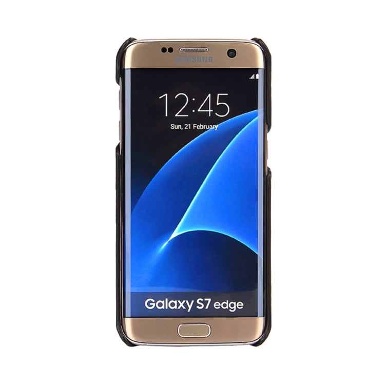 For Galaxy S7 Edge / G935 Litchi Texture Fashion Genuine Leather Back Cover Case with Card Slots