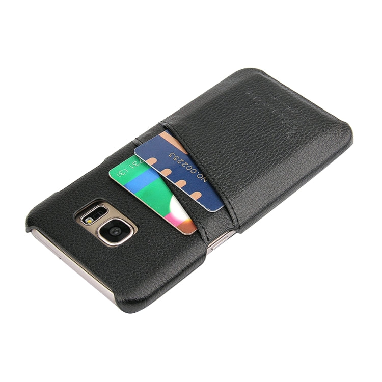 For Galaxy S7 Edge / G935 Litchi Texture Fashion Genuine Leather Back Cover Case with Card Slots