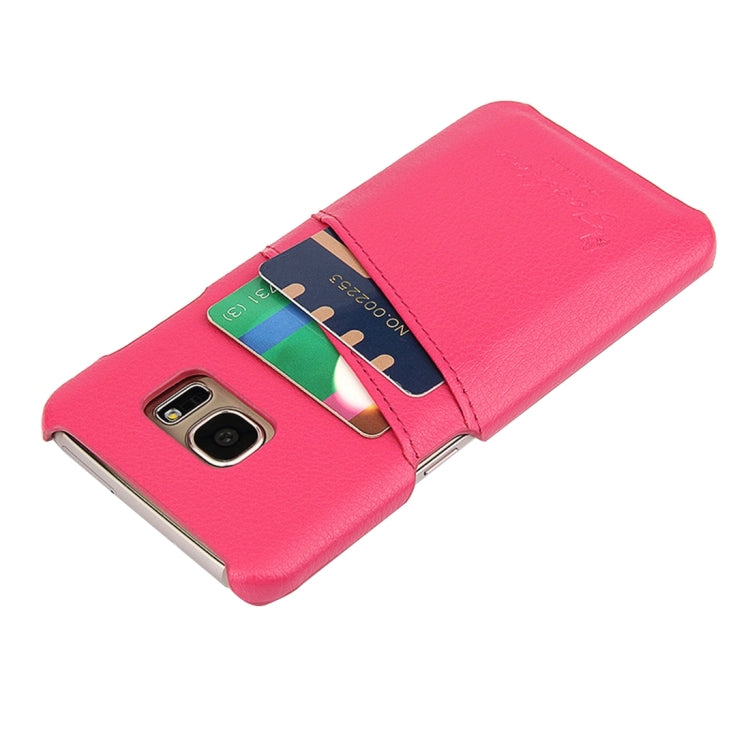 For Galaxy S7 Edge / G935 Litchi Texture Fashion Genuine Leather Back Cover Case with Card Slots