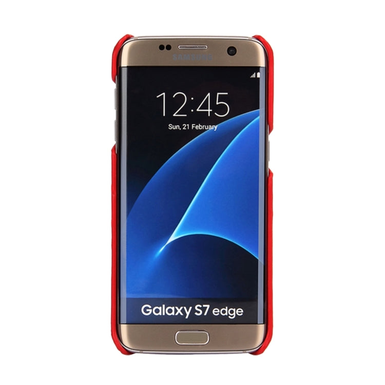 For Galaxy S7 Edge / G935 Litchi Texture Fashion Genuine Leather Back Cover Case with Card Slots