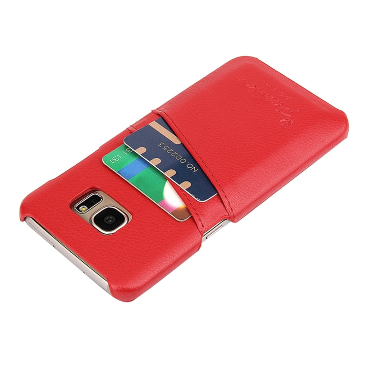 For Galaxy S7 Edge / G935 Litchi Texture Fashion Genuine Leather Back Cover Case with Card Slots