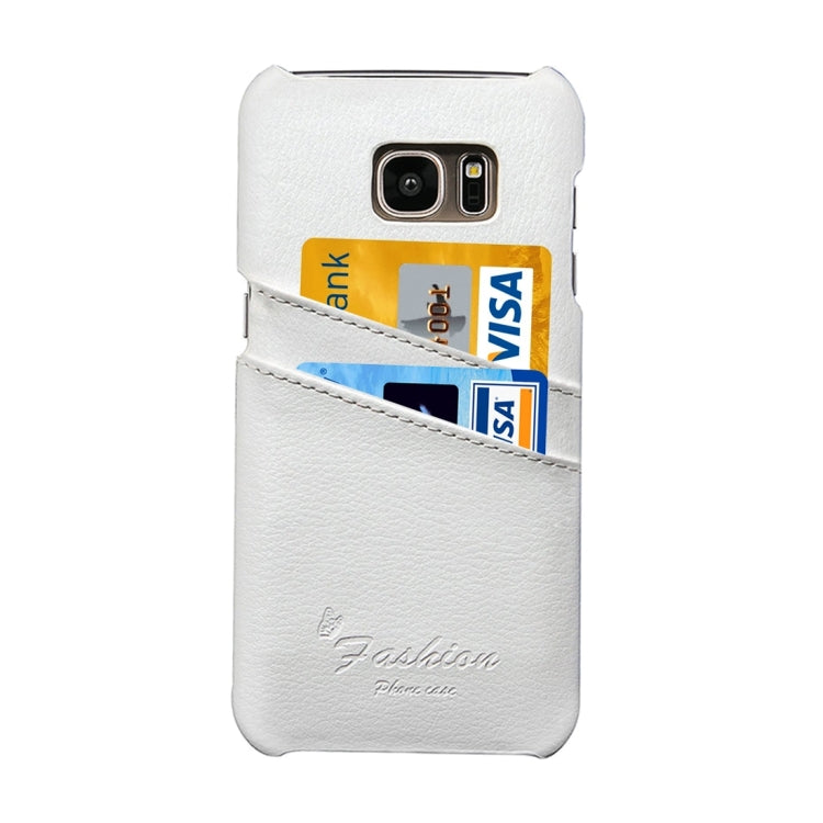 For Galaxy S7 Edge / G935 Litchi Texture Fashion Genuine Leather Back Cover Case with Card Slots