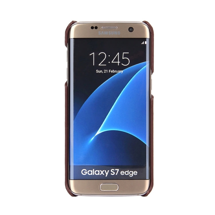For Galaxy S7 Edge / G935 Litchi Texture Fashion Genuine Leather Back Cover Case with Card Slots