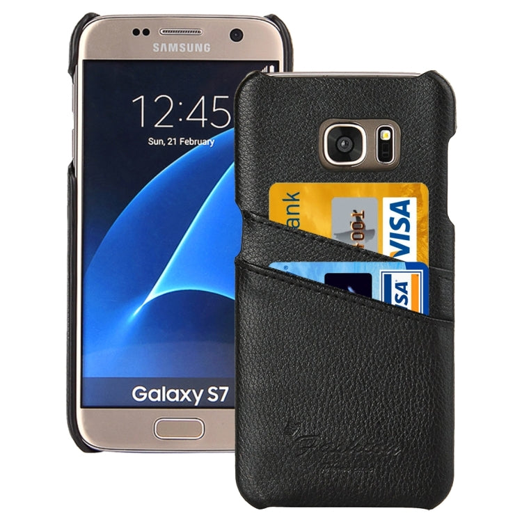 For Galaxy S7 / G930 Litchi Texture Fashion Genuine Leather Back Cover Case with Card Slots