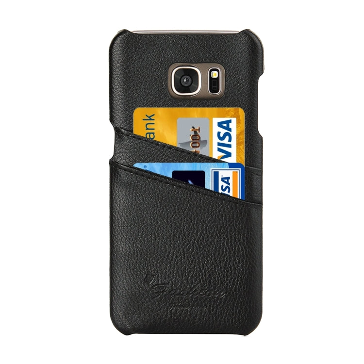 For Galaxy S7 / G930 Litchi Texture Fashion Genuine Leather Back Cover Case with Card Slots