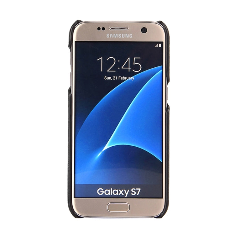 For Galaxy S7 / G930 Litchi Texture Fashion Genuine Leather Back Cover Case with Card Slots