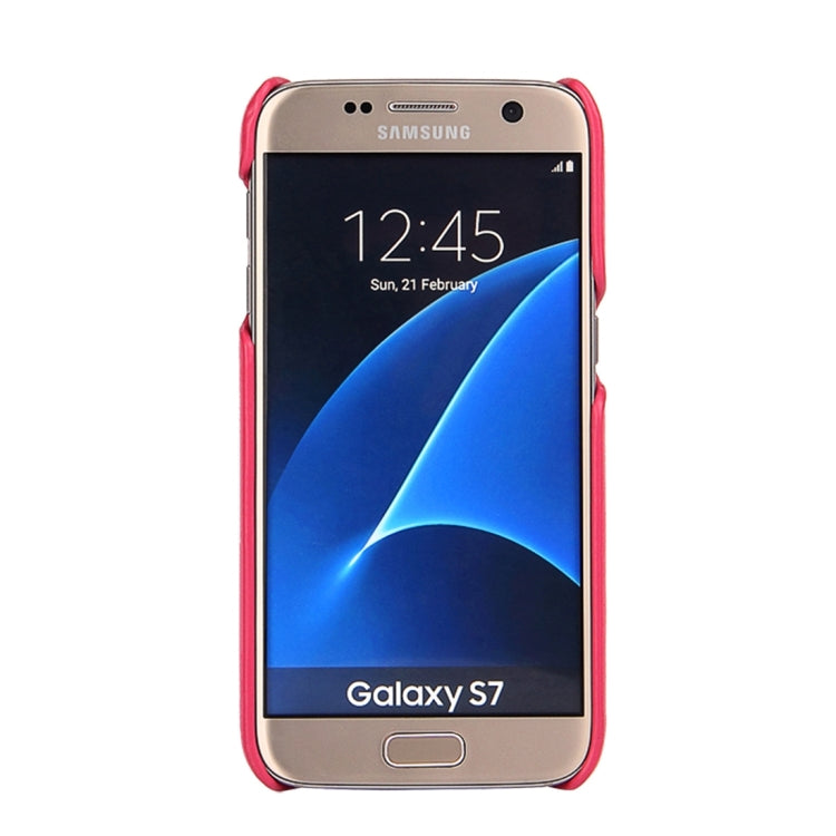 For Galaxy S7 / G930 Litchi Texture Fashion Genuine Leather Back Cover Case with Card Slots