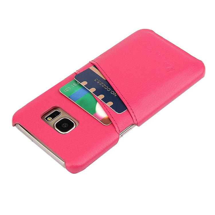 For Galaxy S7 / G930 Litchi Texture Fashion Genuine Leather Back Cover Case with Card Slots