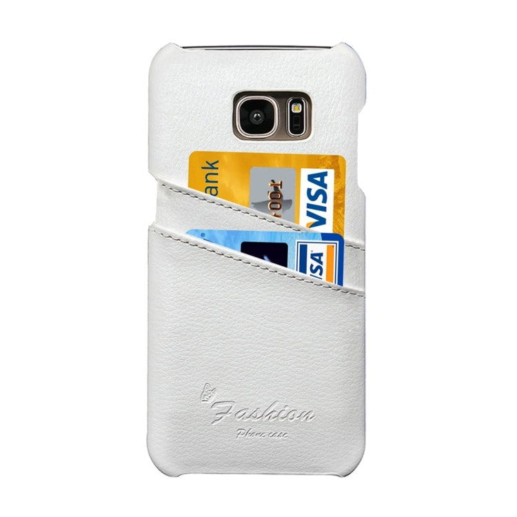 For Galaxy S7 / G930 Litchi Texture Fashion Genuine Leather Back Cover Case with Card Slots