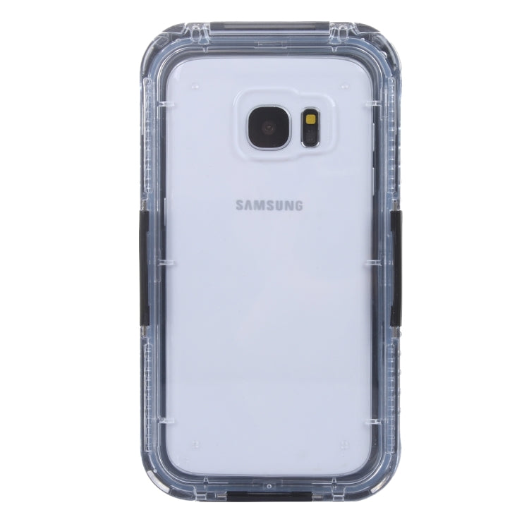 For Galaxy S7 / G930 IPX8 Plastic + Silicone Transparent Waterproof Protective Case with Lanyard