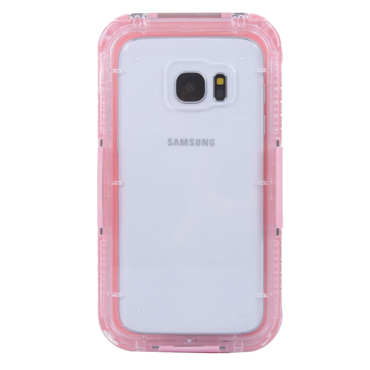 For Galaxy S7 / G930 IPX8 Plastic + Silicone Transparent Waterproof Protective Case with Lanyard