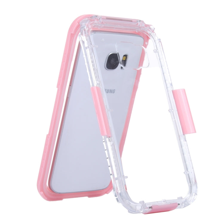For Galaxy S7 / G930 IPX8 Plastic + Silicone Transparent Waterproof Protective Case with Lanyard