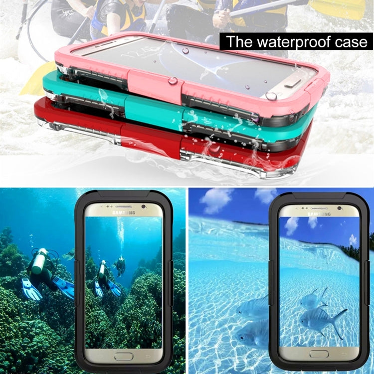 For Galaxy S7 / G930 IPX8 Plastic + Silicone Transparent Waterproof Protective Case with Lanyard