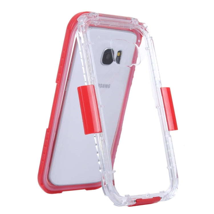 For Galaxy S7 / G930 IPX8 Plastic + Silicone Transparent Waterproof Protective Case with Lanyard