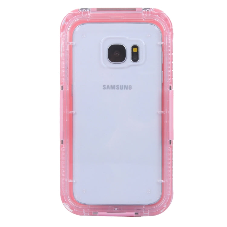 For Galaxy S7 Edge / G935 IPX8 Plastic + Silicone Transparent Waterproof Protective Case with Lanyard